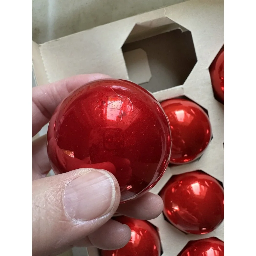 Vintage Holly Glass Ornaments 2¼